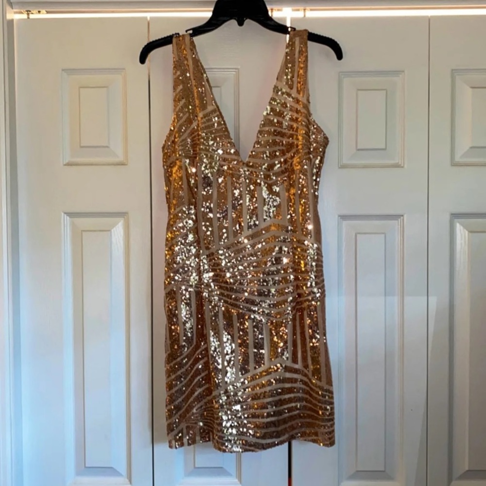 Rose gold sequin dress
